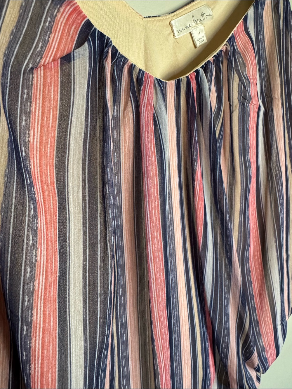 Nine Britton Striped Sleeveless Blouse Tank Top Medium Boho Lined - Picture 3 of 9